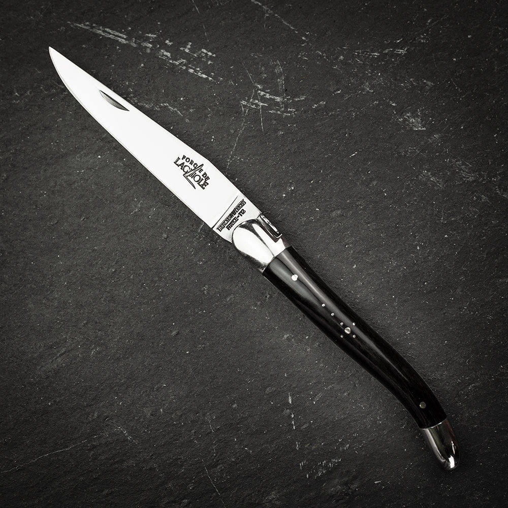 Forge De Laguiole Folding Knife High Polish Blade With Dark Horn Handle - 11cm 3 Forge De Laguiole Folding Knife High Polish Blade With Dark Horn Handle - 11cm