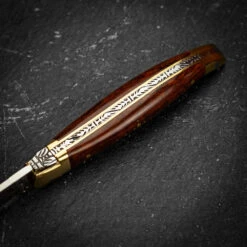 Forge De Laguiole Traditional Folding Knife, 9cm High Polish Finish, Brass Bolsters, Snakewood Handle -Kitchen Knife Store 129am amourettehandle 4