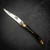 Forge De Laguiole Traditional Folding Knife, 9cm High Polish Finish, Brass Bolsters, Ebony Handle