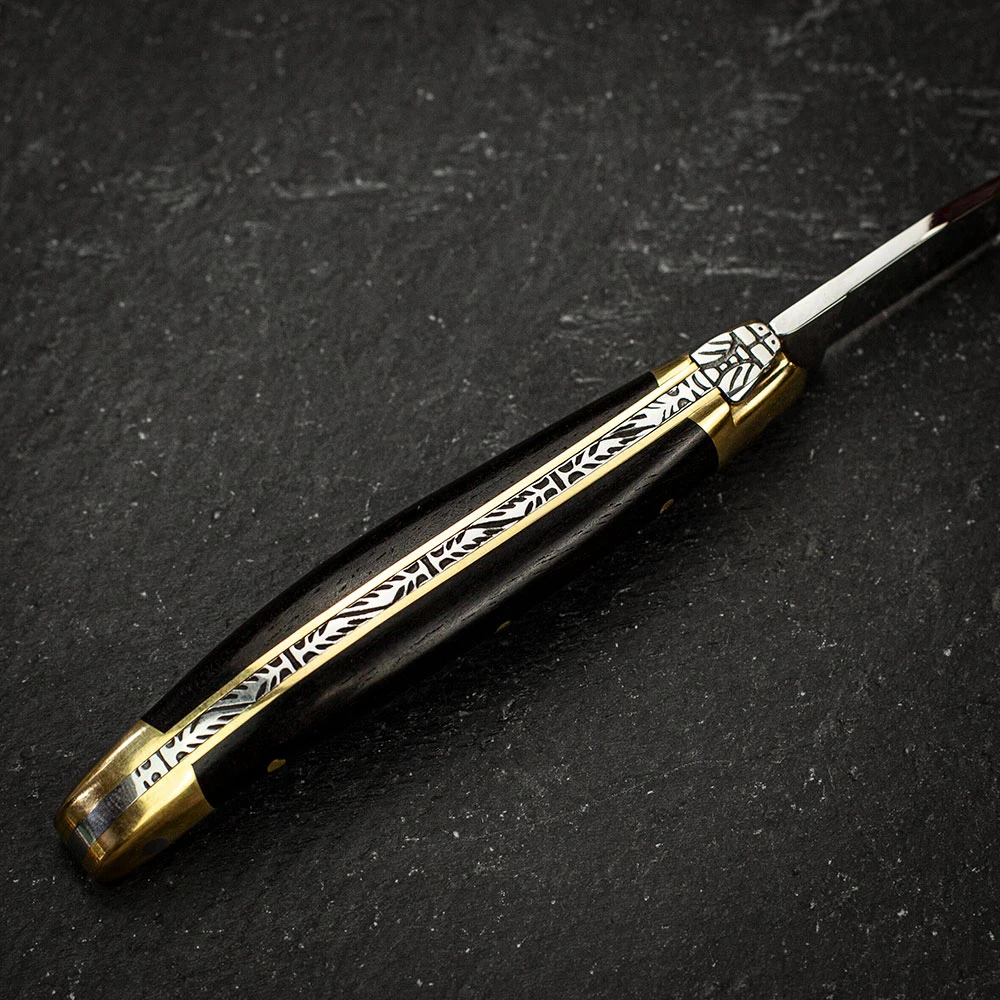 Forge De Laguiole Traditional Folding Knife, 9cm High Polish Finish, Brass Bolsters, Ebony Handle 5 Forge De Laguiole Traditional Folding Knife, 9cm High Polish Finish, Brass Bolsters, Ebony Handle - Image 3