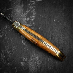 Forge De Laguiole Traditional Folding Knife, 9cm High Polish Finish, Brass Bolsters, Juniper Handle -Kitchen Knife Store 129ge juniperhandle 4
