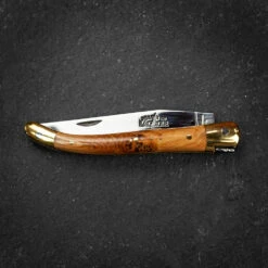 Forge De Laguiole Traditional Folding Knife, 9cm High Polish Finish, Brass Bolsters, Juniper Handle -Kitchen Knife Store 129ge juniperhandle 5