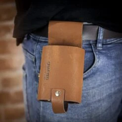 Crafted Cognac Leather Beer Holder