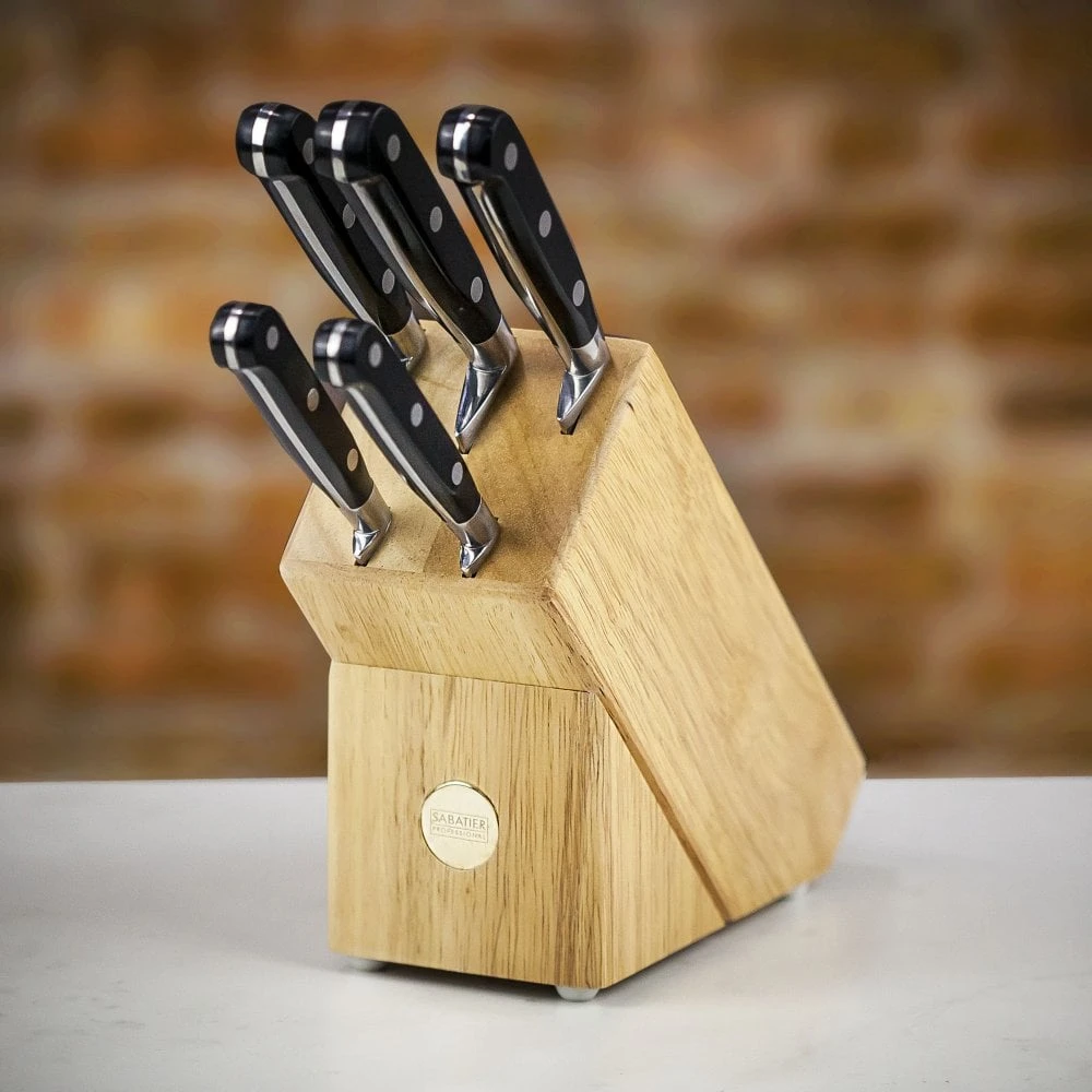 Sabatier Professional Five Piece Acacia Knife Block Set 3 Sabatier Professional Five Piece Acacia Knife Block Set
