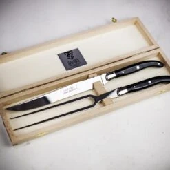 Claude Dozorme Laguiole Carving Set With Black Handle