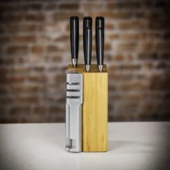 Taylor's Eye Witness Henley 5pc Bamboo Knife Block With Detachable Sharpener