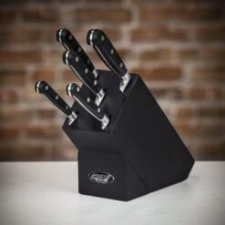 Stellar Sabatier 5 Piece Knife Block Set - Black