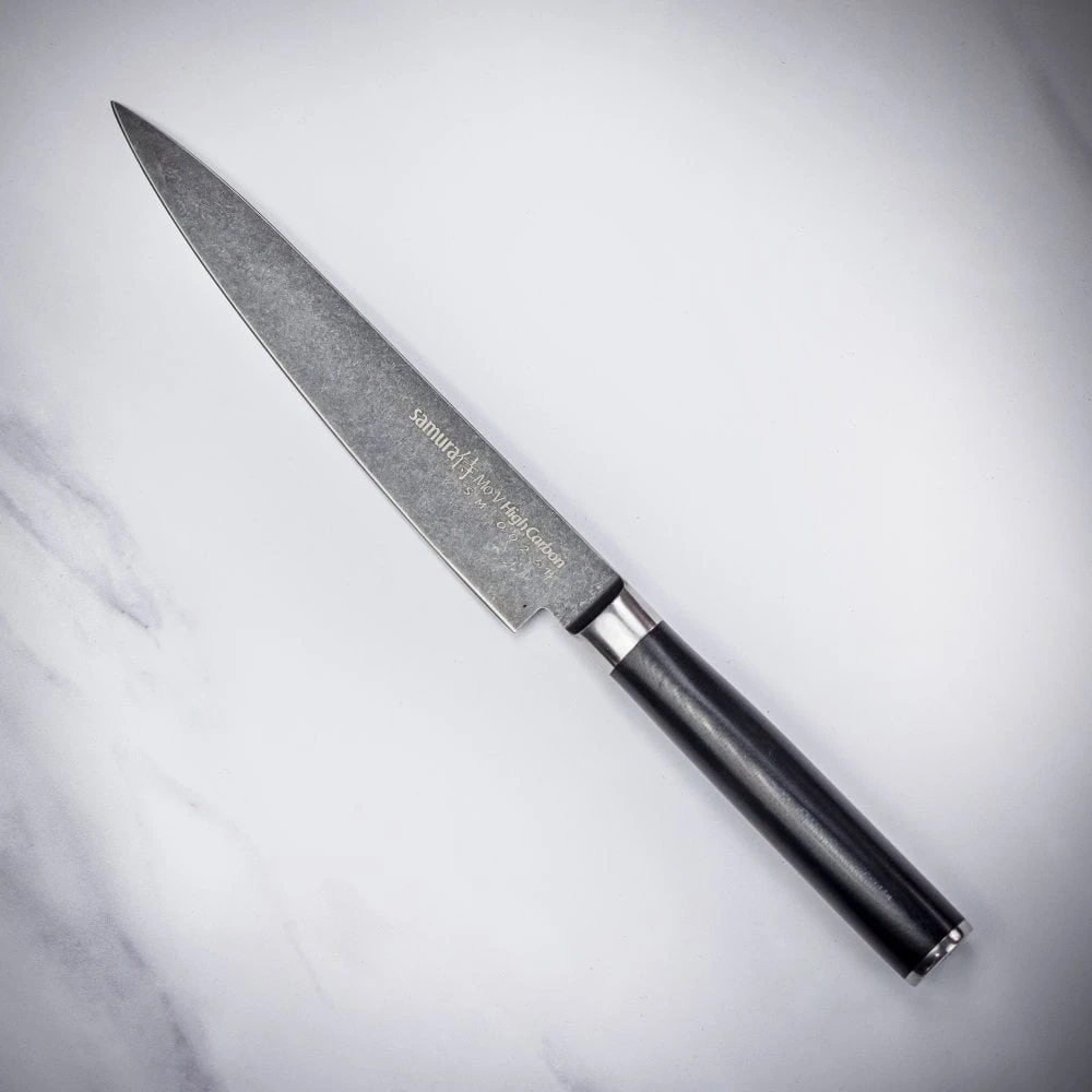 Samura MO-V Black Stonewash 5" Utility Knife 3 Samura MO-V Black Stonewash 5" Utility Knife