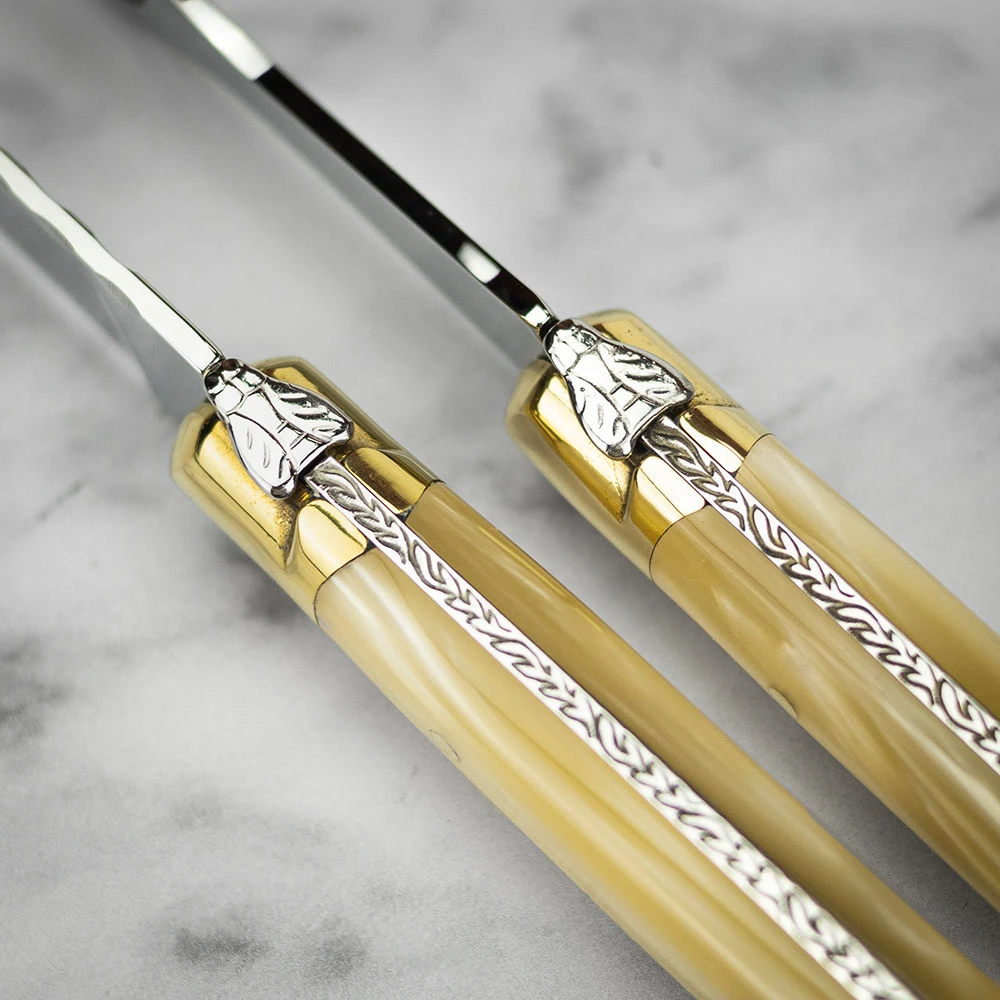 Claude Dozorme Laguiole 2pc Carving Set In Gift Box - Resin Pearl Handle 7 Claude Dozorme Laguiole 2pc Carving Set In Gift Box - Resin Pearl Handle - Image 5