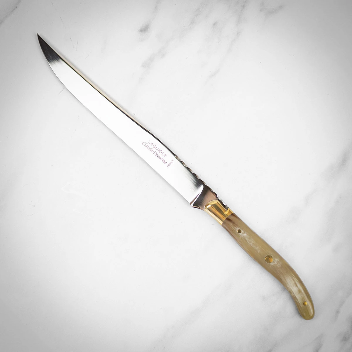 Claude Dozorme Laguiole 2pc Carving Set In Gift Box - Hell Horn Handle 4 Claude Dozorme Laguiole 2pc Carving Set In Gift Box - Hell Horn Handle - Image 2