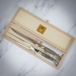 Claude Dozorme Laguiole 2pc Carving Set In Gift Box - Hell Horn Handle