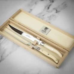 Claude Dozorme 2pc Super Laguiole Carving Set In Gift Box - Ivoirine Handle