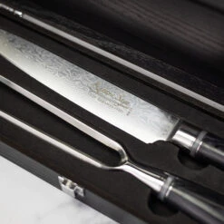Katana Saya Pakkawood 2pc Damascus Carving Set -Kitchen Knife Store 2015 2015 2 katanasaya pakkawood carving set 2