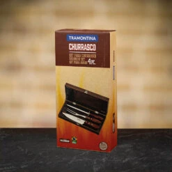 Tramontina 3 Pc Carving Set In A Wooden Box -Kitchen Knife Store 21198 964 4piececarvingset box2