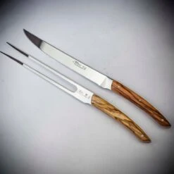 Claude Dozorme Le Thiers Carving Set With Olive Wood Handle