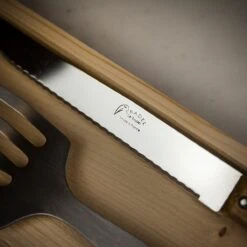 Jean Dubost Real Oak Wood Handle Three Piece Pradel Barbecue Set -Kitchen Knife Store 3piecebbq4