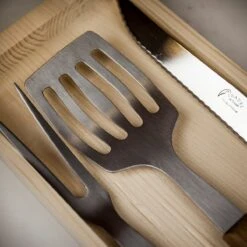 Jean Dubost Real Oak Wood Handle Three Piece Pradel Barbecue Set -Kitchen Knife Store 3piecebbq5