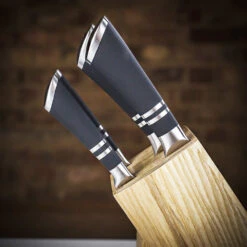 Sabatier Maison Ashwood Knife Block With 5 Premium Knives -Kitchen Knife Store 5163670 sabashwoodknifeblock1 1