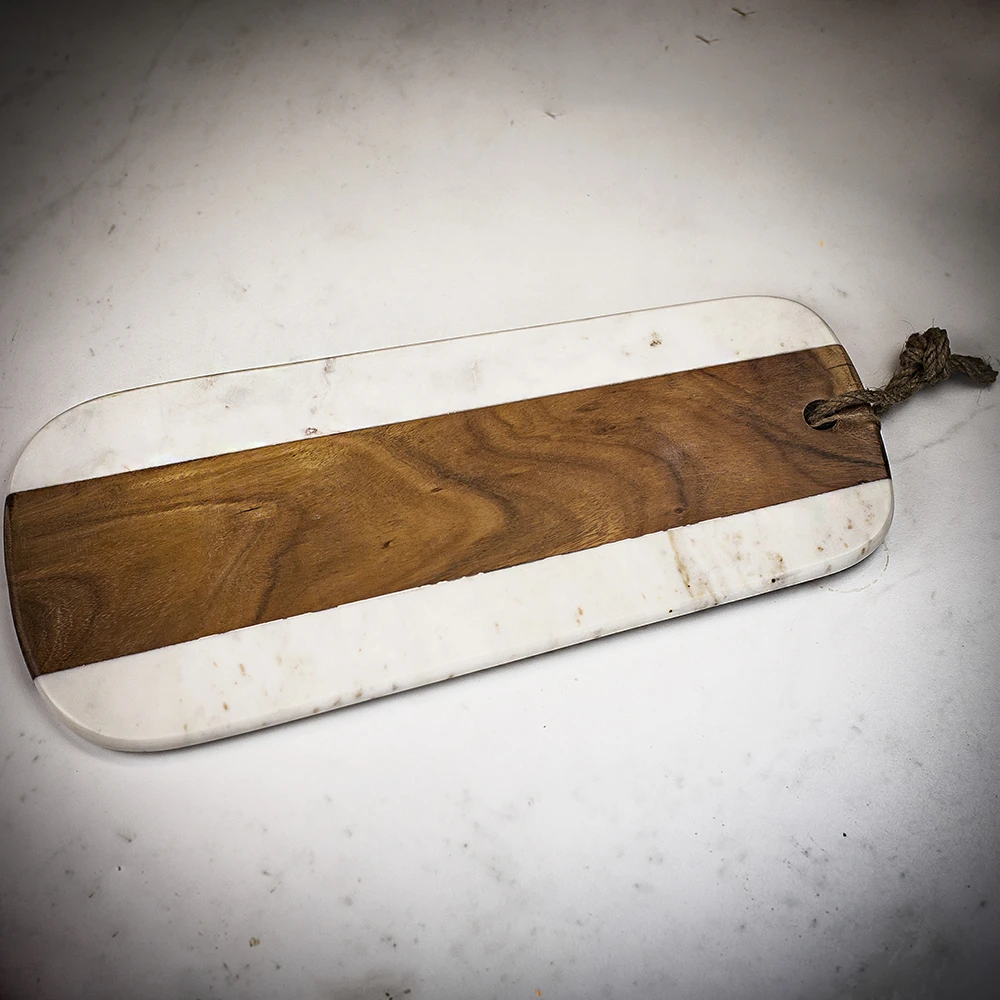 Naturals Long Marble Acacia Serve Board 3 Naturals Long Marble Acacia Serve Board