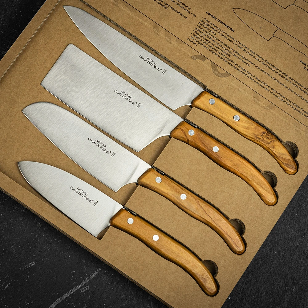 Claude Dozorme Berlingot 4pc Chef's Knife Set In Olive Wood 8 Claude Dozorme Berlingot 4pc Chef's Knife Set In Olive Wood - Image 6