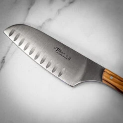 Claude Dozorme Santoku Knife Olive Wood Handle With Hollow Edge -Kitchen Knife Store 6.90.119.89mal 3