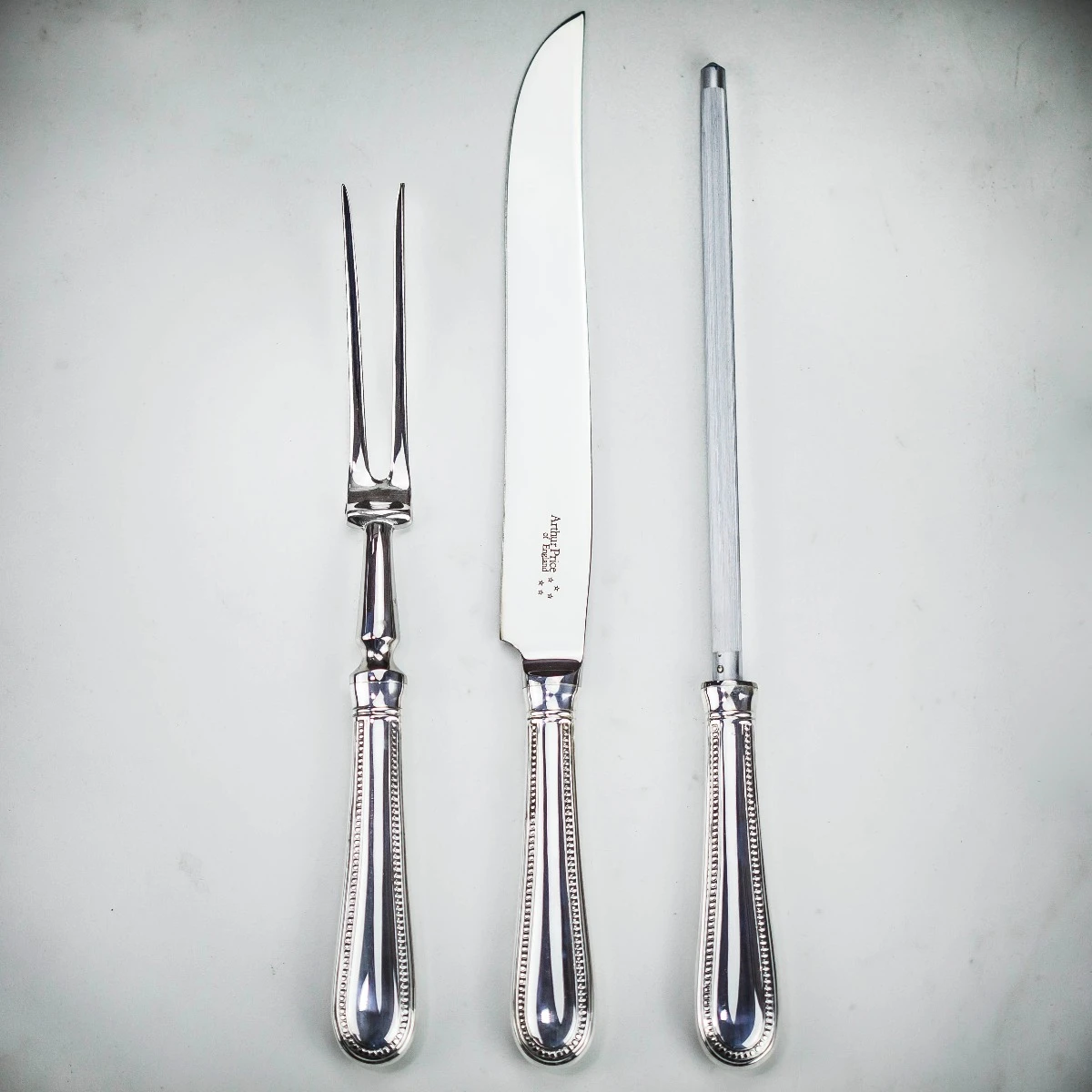 Arthur Price Of England Three Piece Silver Plated Carving Set - Bead 4 Arthur Price Of England Three Piece Silver Plated Carving Set - Bead - Image 2
