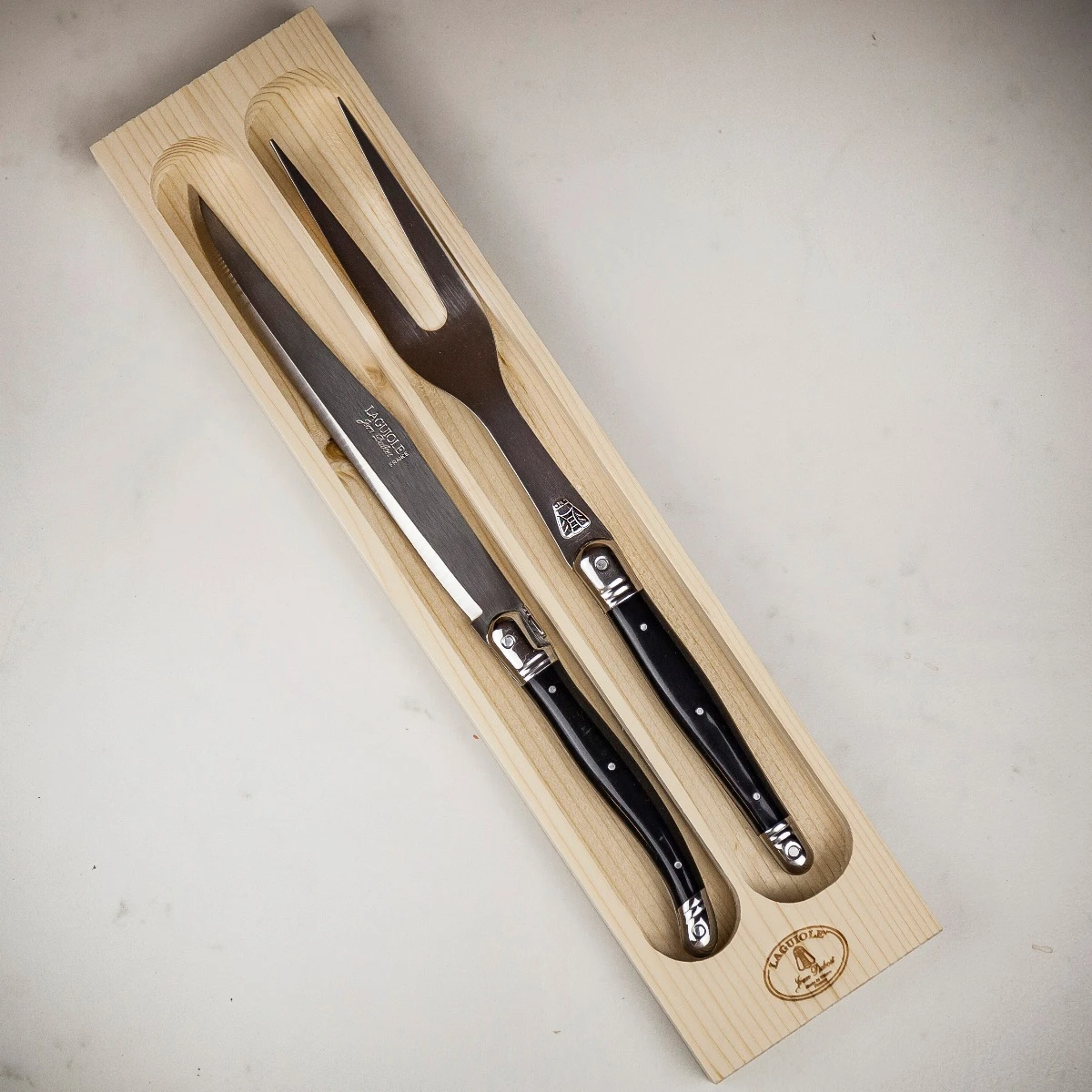 Jean Dubost Laguiole Two Piece Carving Set With Black Handle 3 Jean Dubost Laguiole Two Piece Carving Set With Black Handle