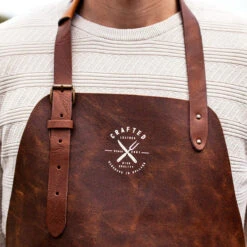 Crafted Vintage Leather Apron 23 Crafted Vintage Leather Apron -Kitchen Knife Store crafted apron cognac lifestyle 1