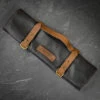 Crafted Black Leather Knife Roll