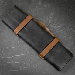 Crafted Black Leather Knife Roll -Kitchen Knife Store crafted kniferoll blk 4