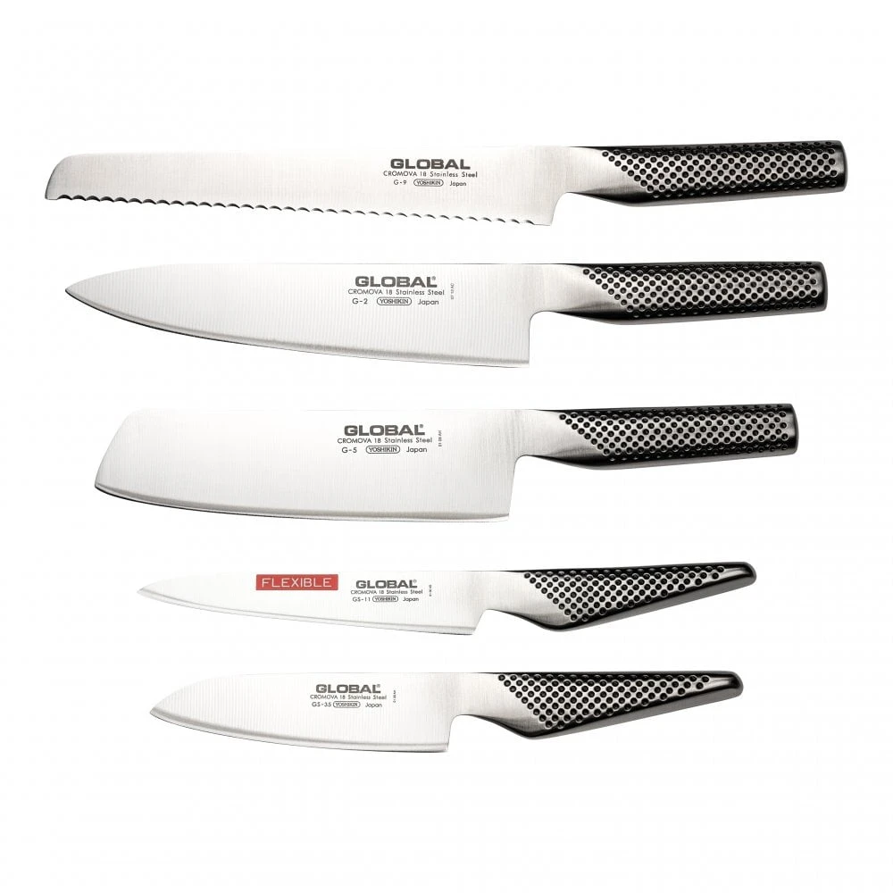 Global Knife Sets G-88/2593511 Global 5 Piece Kitchen Knife Set With Storage Dock 4 Global Knife Sets G-88/2593511 Global 5 Piece Kitchen Knife Set With Storage Dock - Image 2