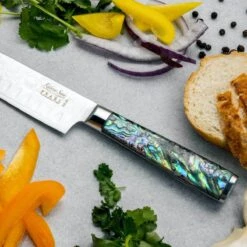 Katana Saya Pearl 18cm Damascus Santoku Knife 22 Katana Saya Pearl 18cm Damascus Santoku Knife -Kitchen Knife Store katana pearl lifestyle 16
