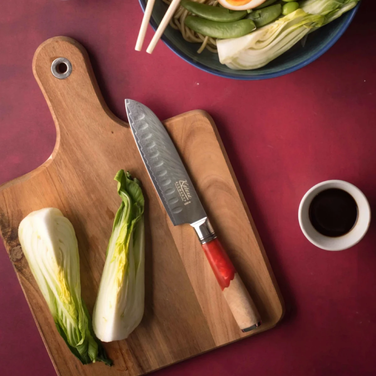 Katana Saya Volcanic 18cm Damascus Santoku Knife 6 Katana Saya Volcanic 18cm Damascus Santoku Knife - Image 4