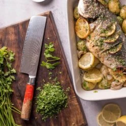 Katana Saya Volcanic 18cm Damascus Nakiri Knife 14 Katana Saya Volcanic 18cm Damascus Nakiri Knife -Kitchen Knife Store katanaelements 22of39