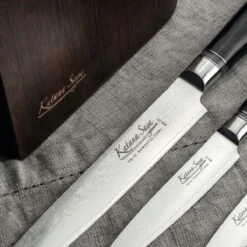 Katana Saya Pakkawood 6pc Damascus Knife Block Set -Kitchen Knife Store katanasayablacklifestyle10 block