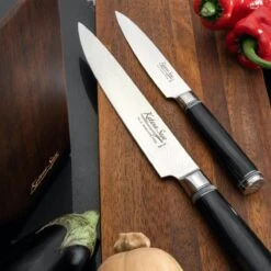 Katana Saya Pakkawood 6pc Damascus Knife Block Set -Kitchen Knife Store katanasayaknifeblocklifestyle04 6e07c95d 3d46 494e 97e8 ffc3535df670