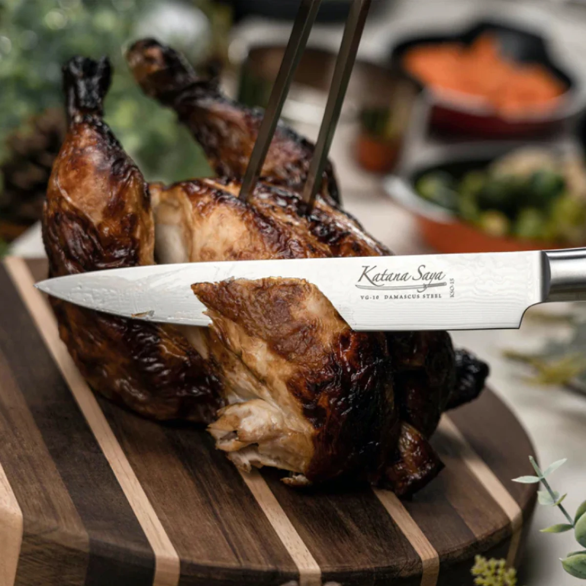 Katana Saya Rainforest 2pc Damascus Carving Set 9 Katana Saya Rainforest 2pc Damascus Carving Set - Image 7