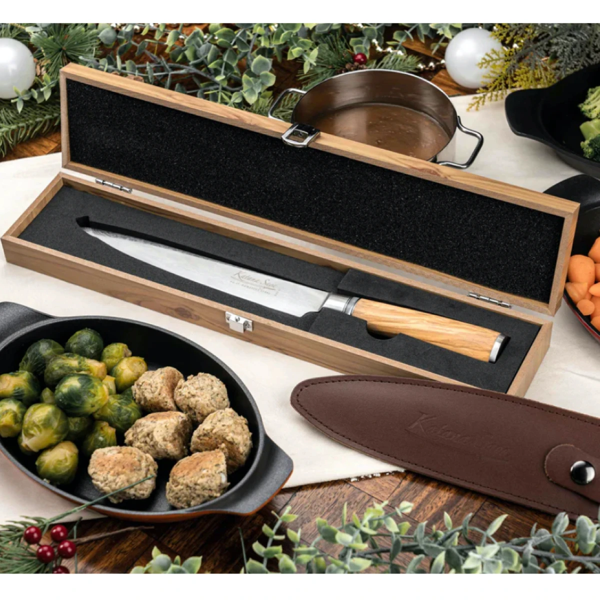 Katana Saya Olivewood 20cm Damascus Carving Knife 10 Katana Saya Olivewood 20cm Damascus Carving Knife - Image 8