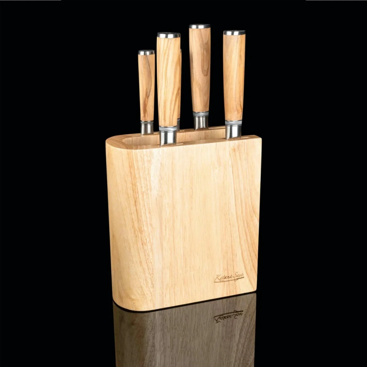 Katana Saya Olivewood 6pc Damascus Knife Block Set 12 Katana Saya Olivewood 6pc Damascus Knife Block Set - Image 10