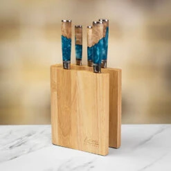 Katana Saya Ocean 6pc Damascus Knife Block Set