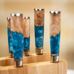 Katana Saya Ocean 6pc Damascus Knife Block Set -Kitchen Knife Store keb 600 6b katanasaya ocean knife block elements 2