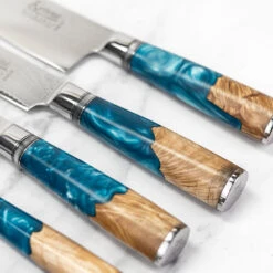 Katana Saya Ocean 6pc Damascus Knife Block Set -Kitchen Knife Store keb 600 6b katanasaya ocean knife block elements 4