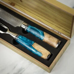 Katana Saya Ocean 2pc Damascus Carving Set -Kitchen Knife Store keb2015 2 barbour oceancarving 2