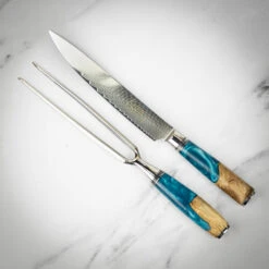 Katana Saya Ocean 2pc Damascus Carving Set