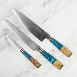 Katana Saya Ocean 3pc Damascus Knife Set -Kitchen Knife Store keb 3167 katanasaya 3knives 3
