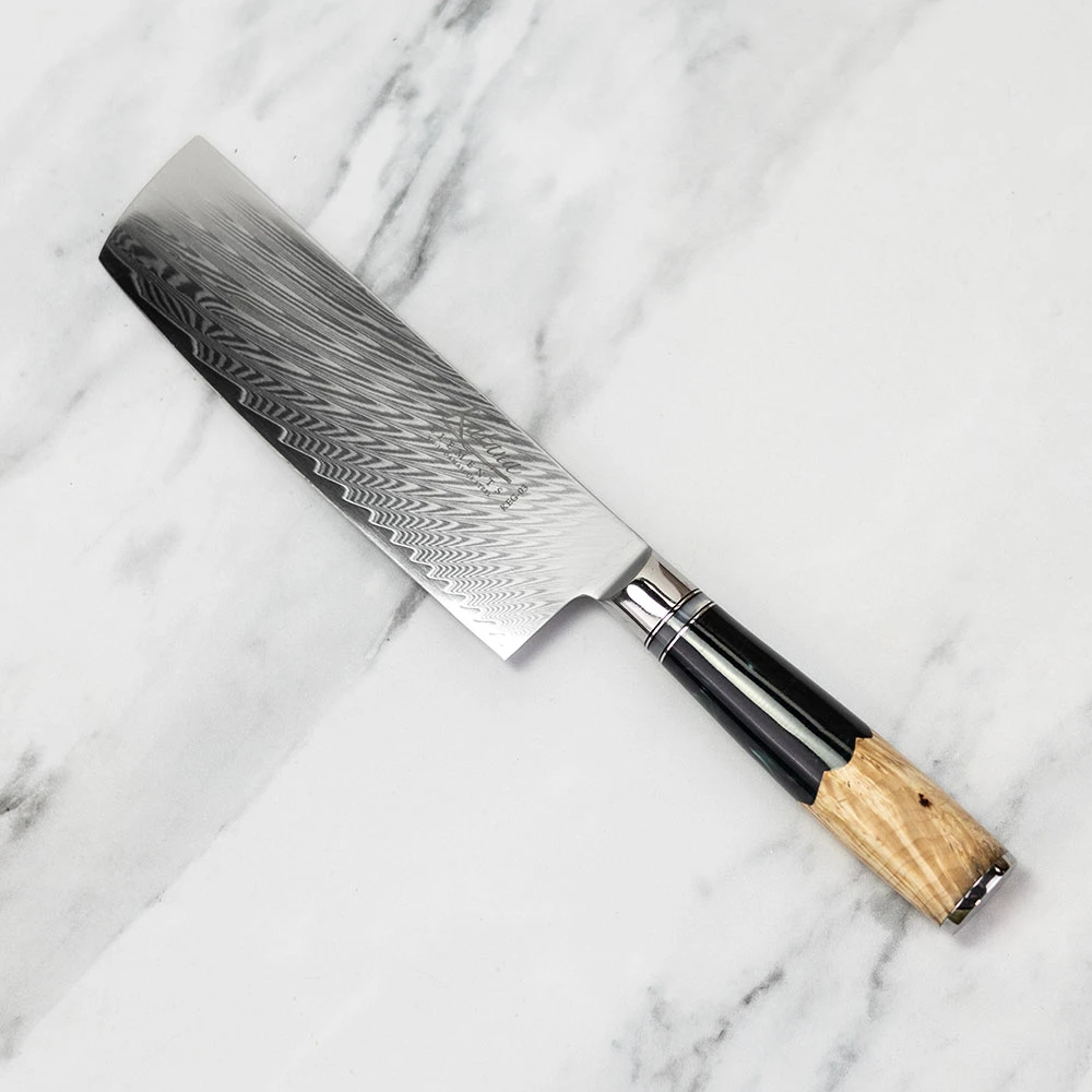 Katana Saya Rainforest 18cm Damascus Nakiri Knife 3 Katana Saya Rainforest 18cm Damascus Nakiri Knife