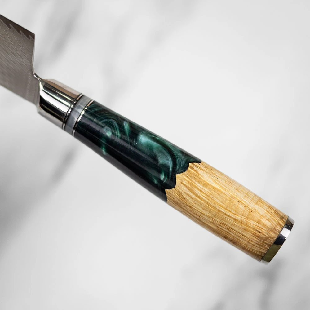 Katana Saya Rainforest 18cm Damascus Nakiri Knife 7 Katana Saya Rainforest 18cm Damascus Nakiri Knife - Image 5