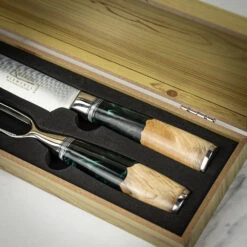 Katana Saya Rainforest 2pc Damascus Carving Set 13 Katana Saya Rainforest 2pc Damascus Carving Set -Kitchen Knife Store keg 2015 2 katanasaya rainforest damascus 2