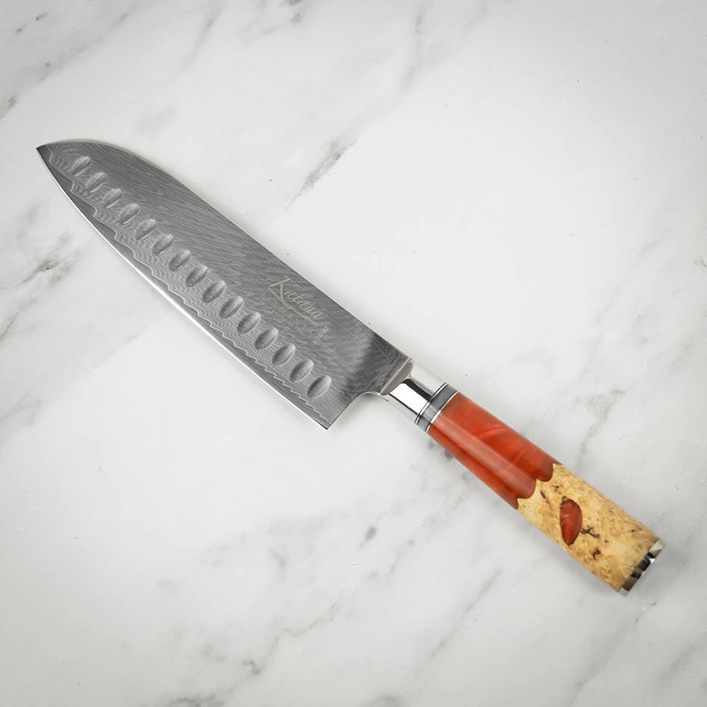 Katana Saya Volcanic 18cm Damascus Santoku Knife 4 Katana Saya Volcanic 18cm Damascus Santoku Knife - Image 2