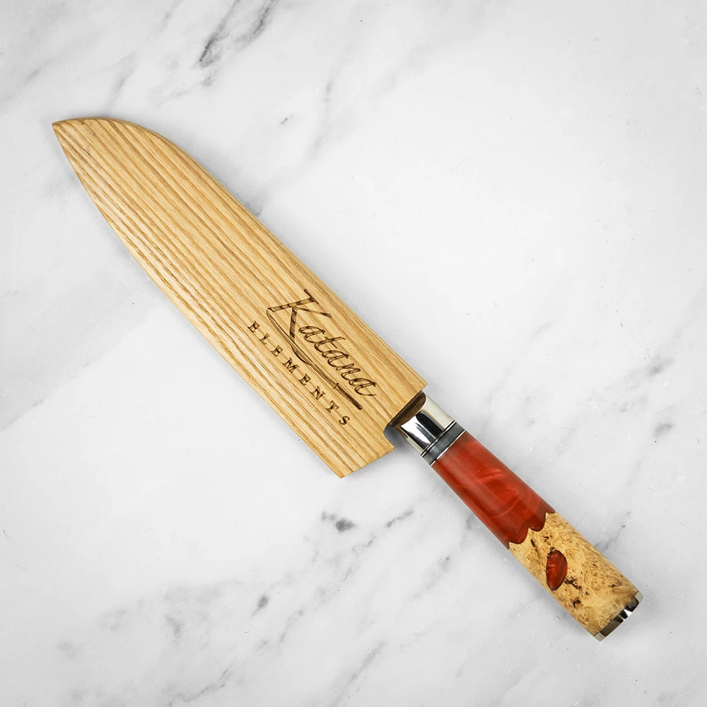 Katana Saya Volcanic 18cm Damascus Santoku Knife 5 Katana Saya Volcanic 18cm Damascus Santoku Knife - Image 3